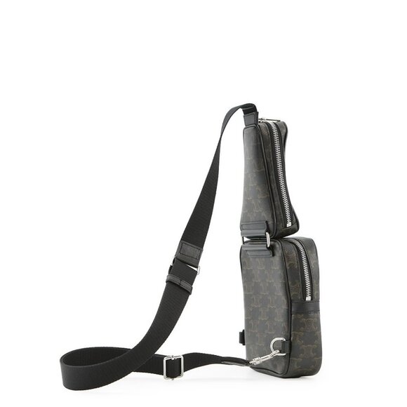 CELINE Triomphe Multi-Pocket Crossbody Bag PVC/Leather Brown/Black 111632EU1 - Picture 2 of 13